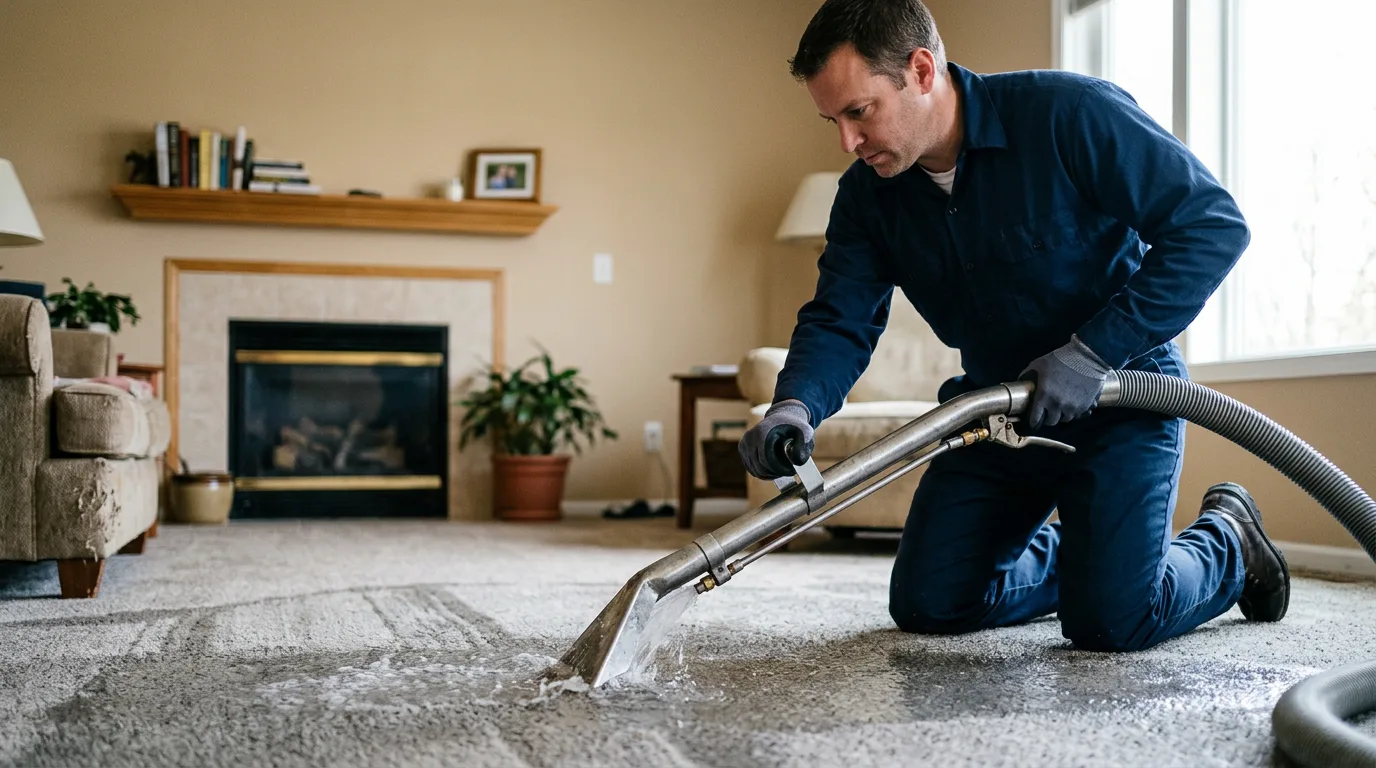 Water damage restoration technician working near Williamsburg, IA